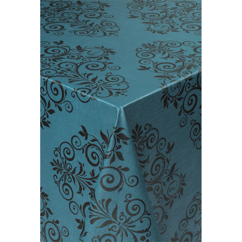 Humleornamenter Petroleum - Voksdug i flot hørlook og let præget overflade