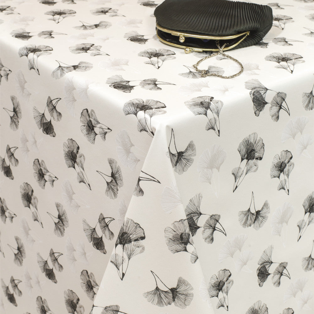 LÆNGDE: 2,5 m - Ginkgo Biloba Sort - Voksdug med stofagtig overflade