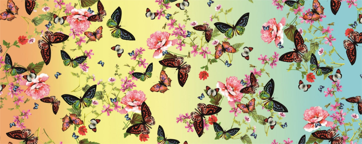 Aimee, voksdug med masser af sommerfugle og blomster