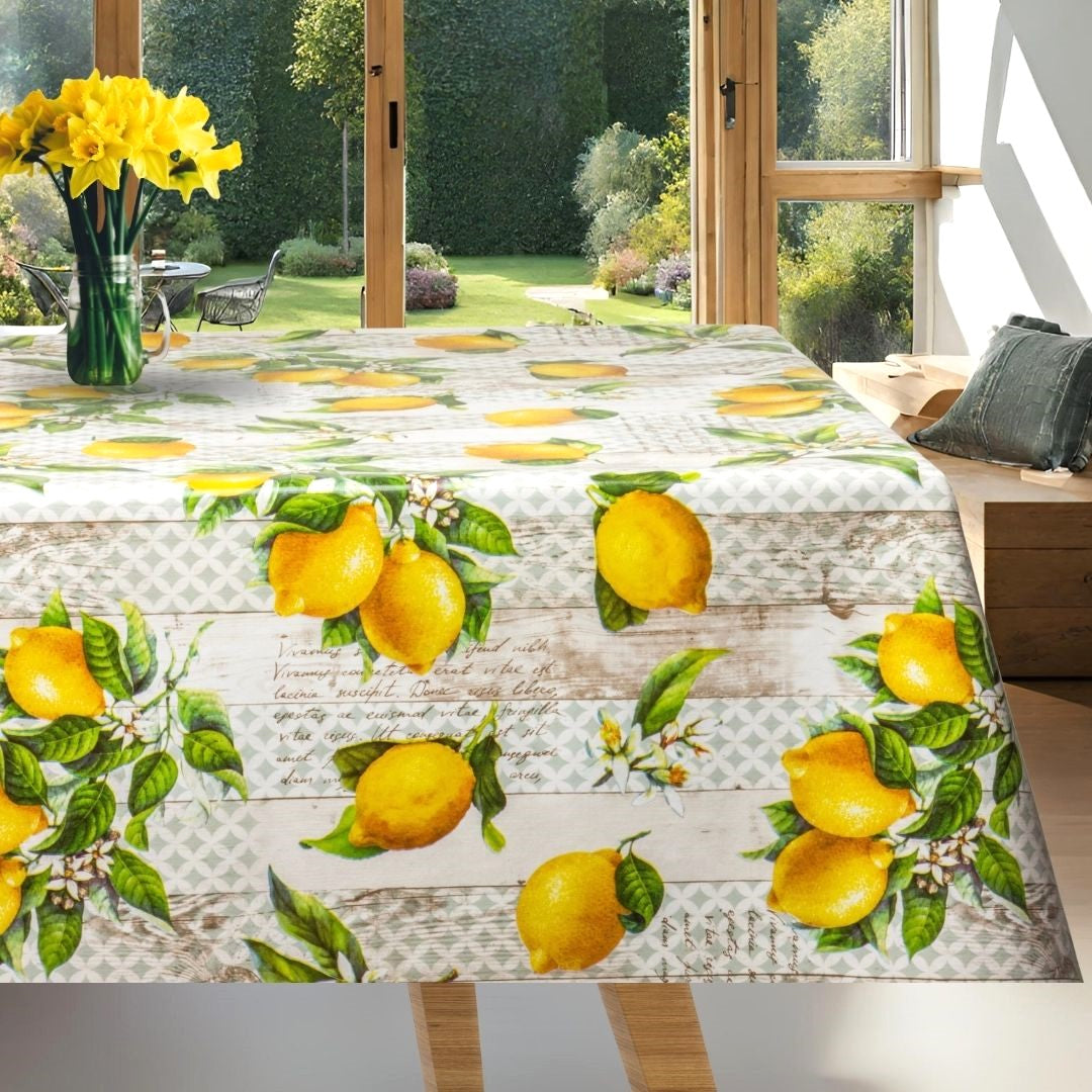 Citronlunden - Voksdug med citroner, 160 cm bred