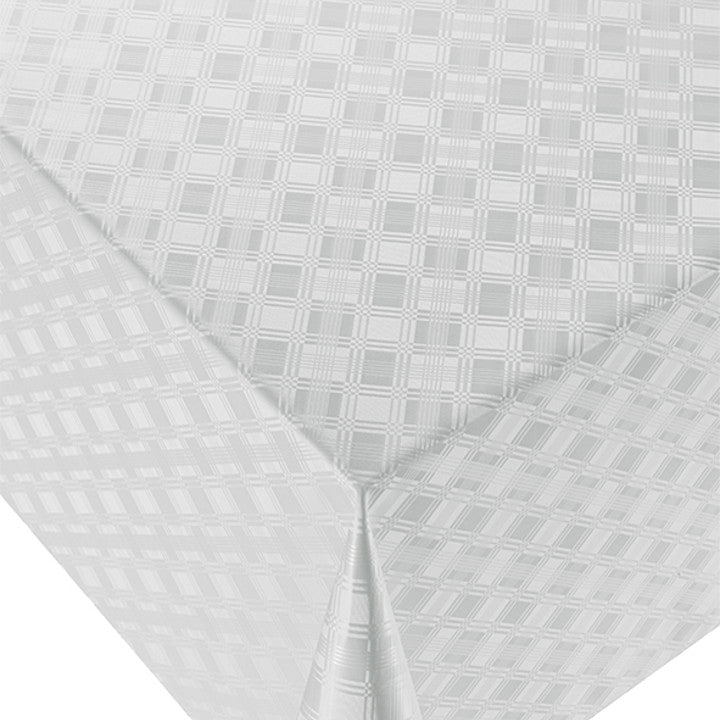 Damask Fliser Hvid - Voksdug med klassisk præget damask, mønster