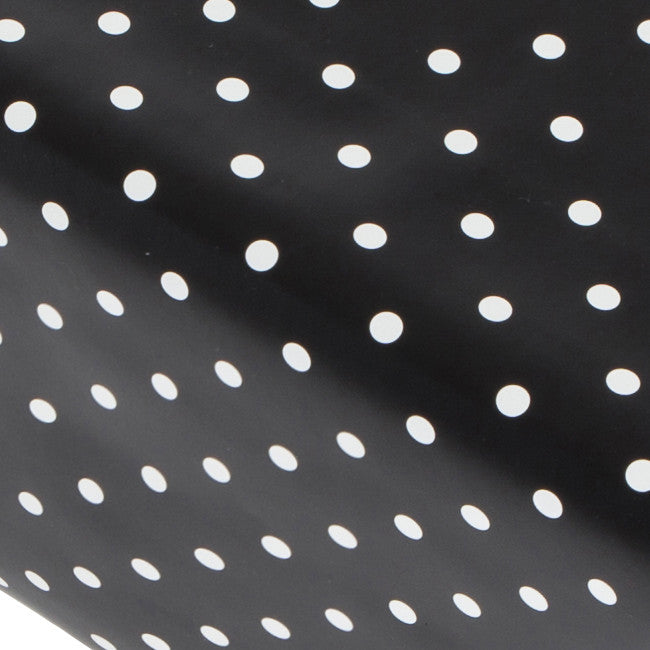 Dot Black, sort voksdug med hvideprikker, 140 cm bred