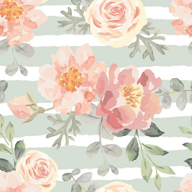 English Rose - voksdug med struktur storblomstrende roser - Hel rulle = ca. 20 m