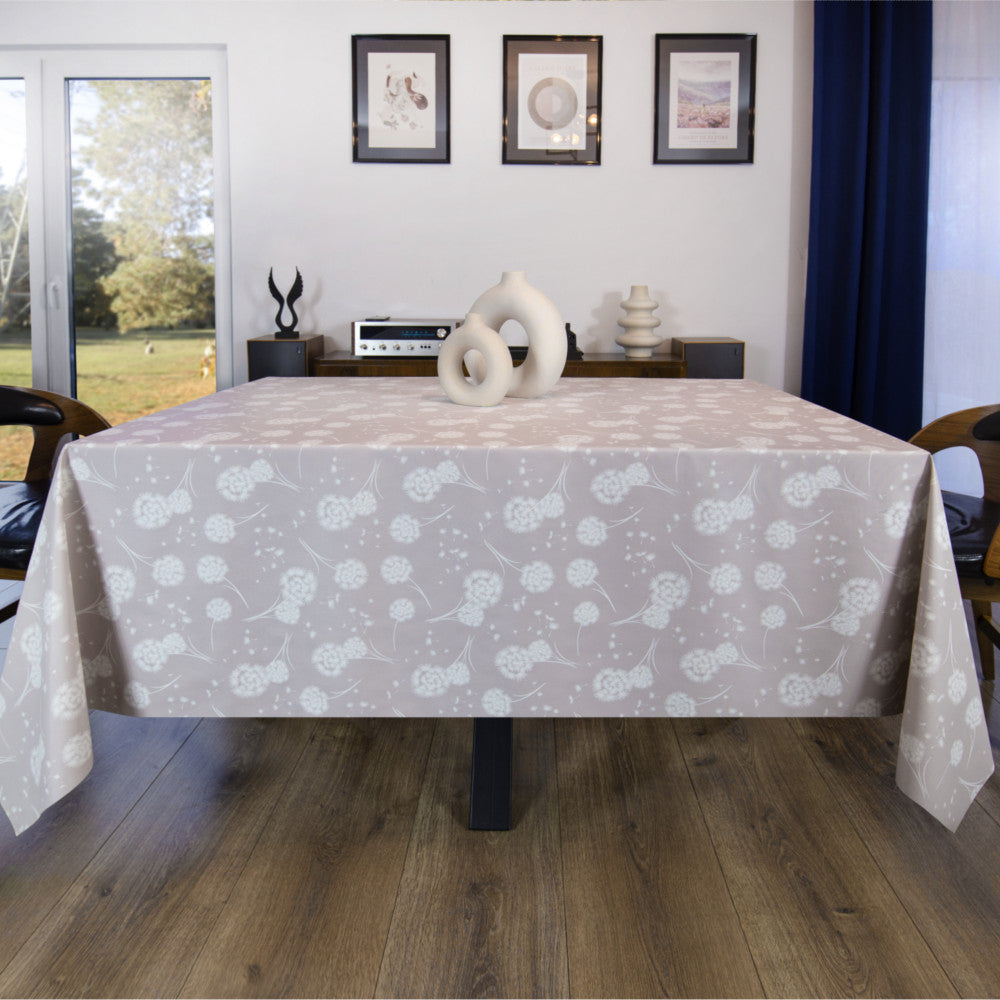 Fnok Beige - Voksdug med mælkebøtter og stofagtig overflade