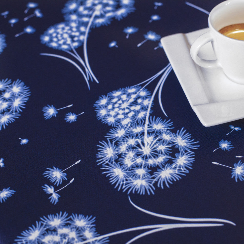 Fnok Blå - Voksdug med mælkebøtter og stofagtig overflade