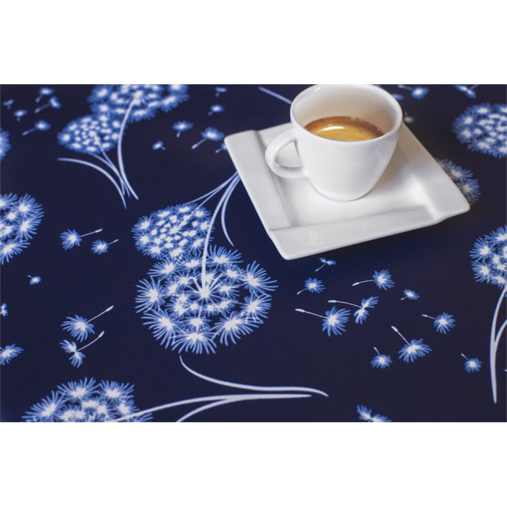 Fnok Blå - Voksdug med mælkebøtter og stofagtig overflade