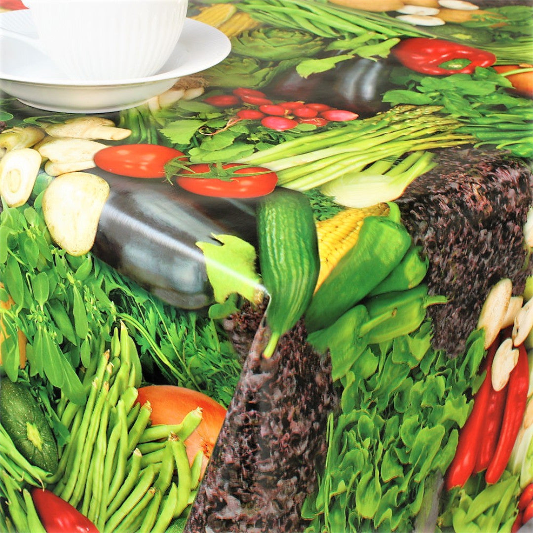 Voksdug med friske farverige grønsager.