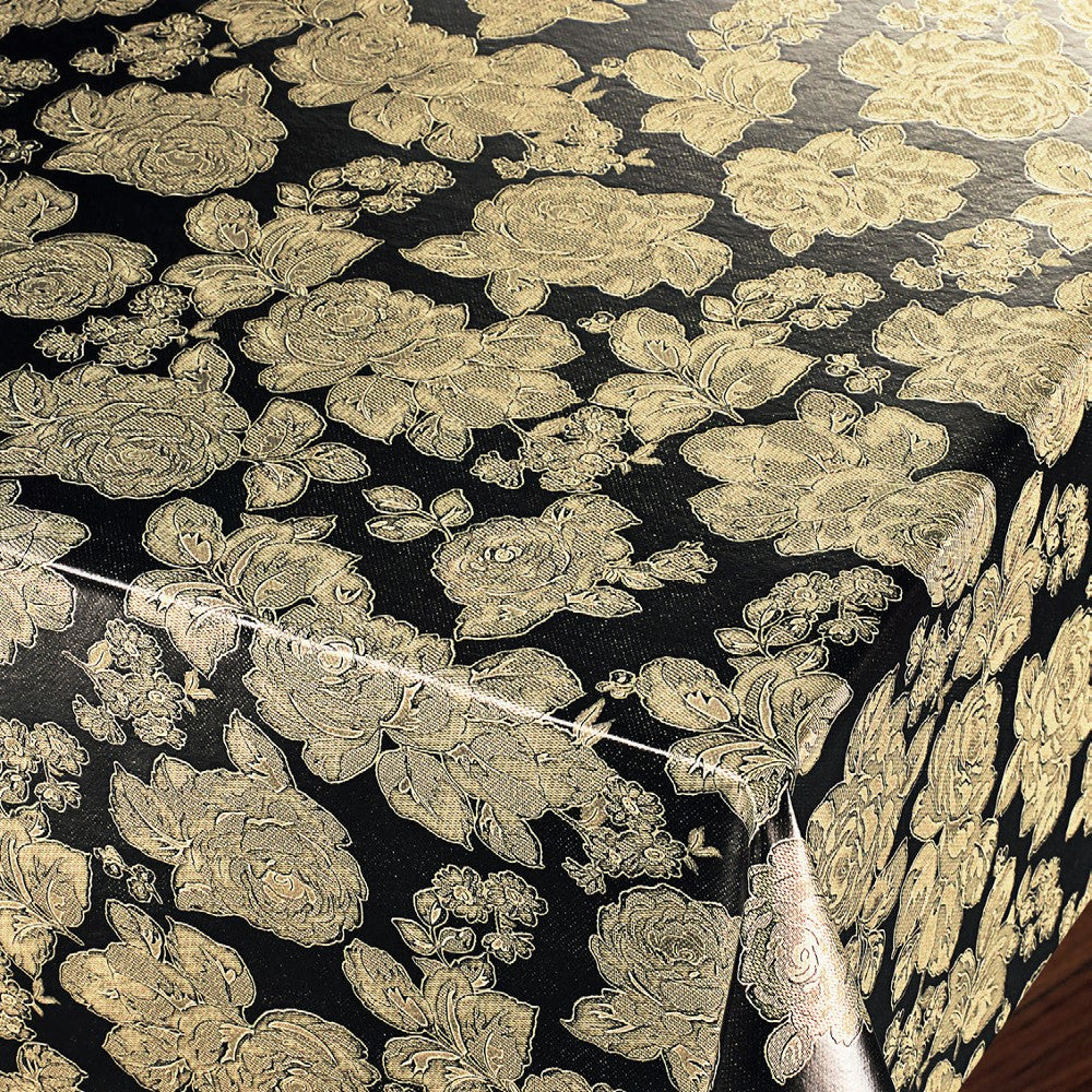 Gyldne Chrysanthemum - Flot damask præget voksdug