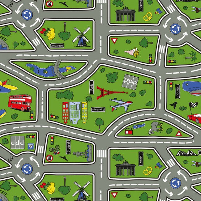 Voksdug med bilbane, Highway, 140 cm bred