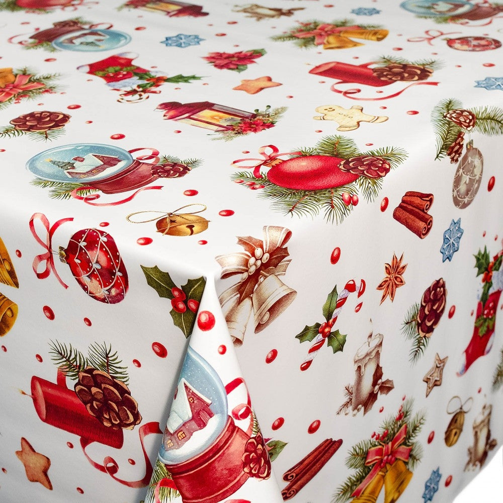 Voksdug med julelanterner med mere, 140 cm bred