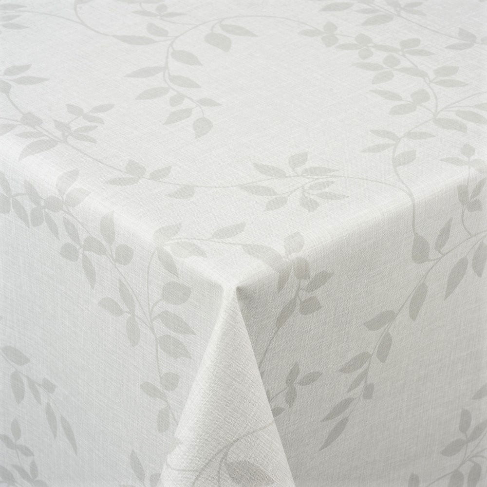 Voksdug Linette, hørlook med blade, lys grå