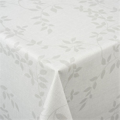 Voksdug Linette, hørlook med blade, lys grå