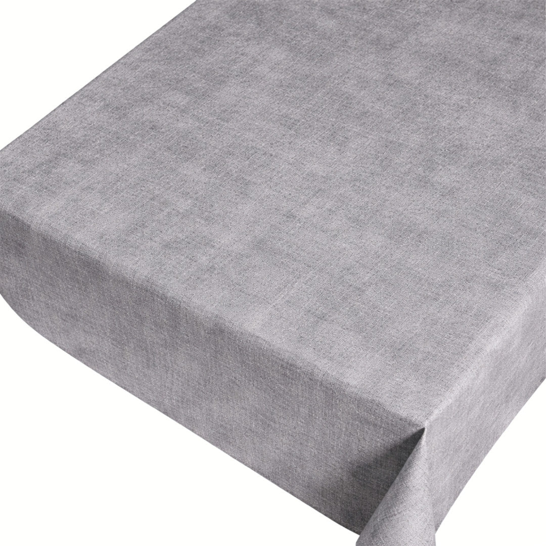 Linen Look Beton - Ensfarvet voksdug i hørlook, præget overflade, mønster