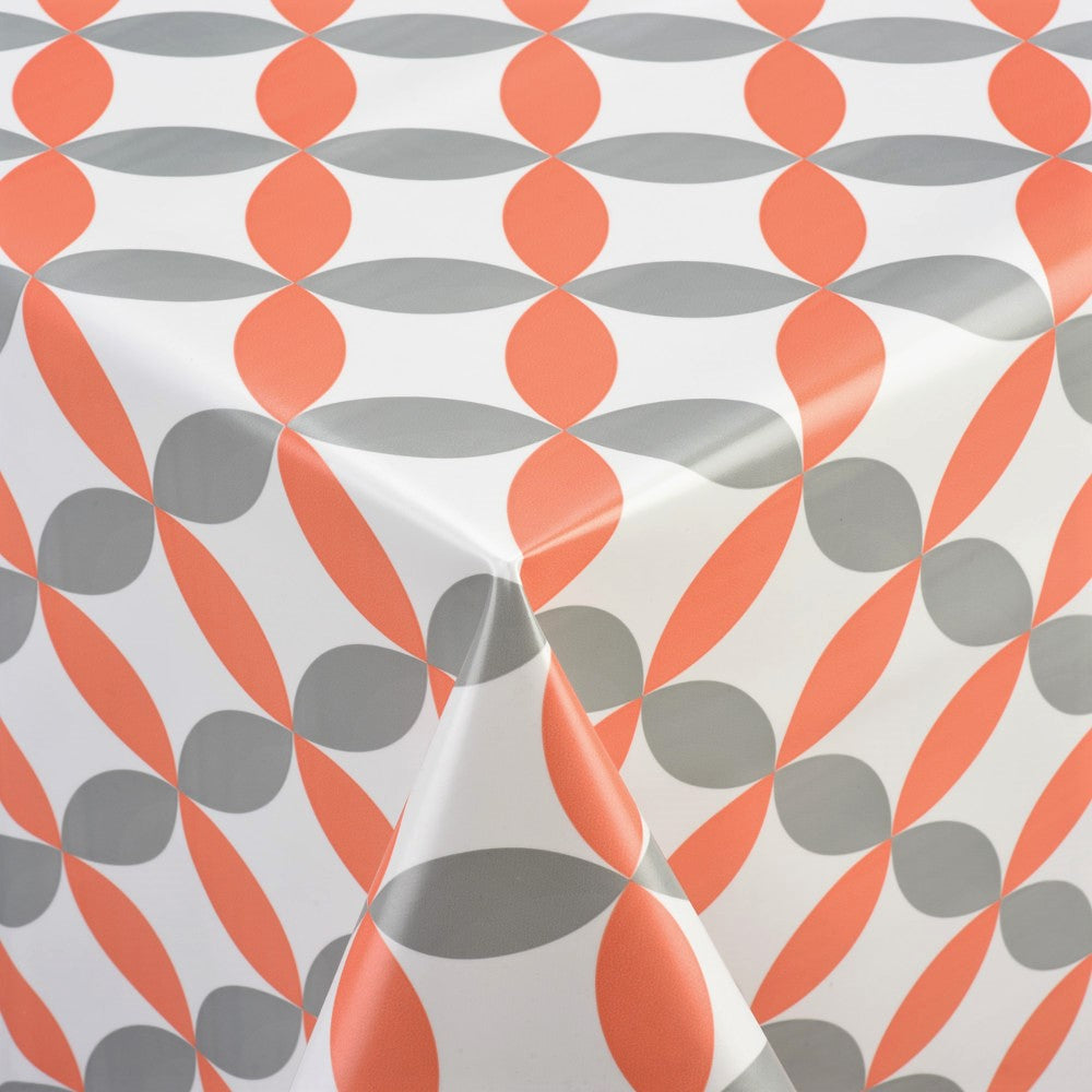 Luna Melon - Hvid voksdug med retro cirkelmønster