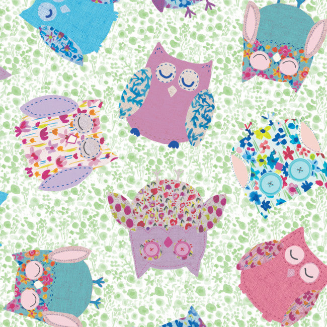 Owls, voksdug med skønne ugler i friske farver