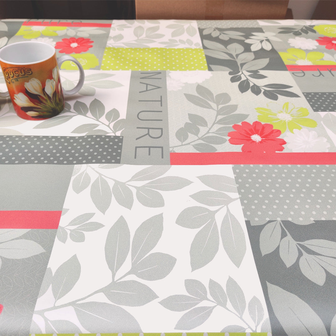 Pure Nature, voksdug med blomster og blade, 140 cm