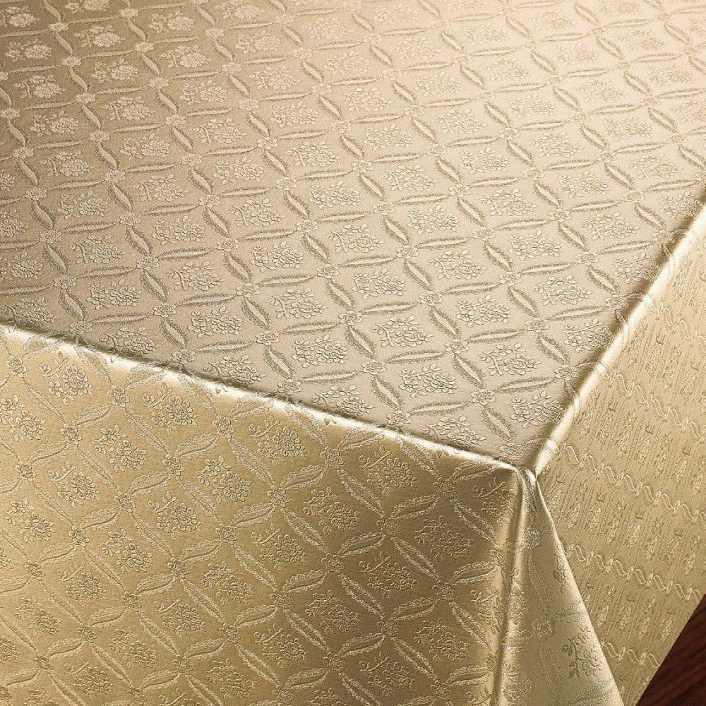 Rose Tapestry Gylden - Voksdug med damask præget mønster