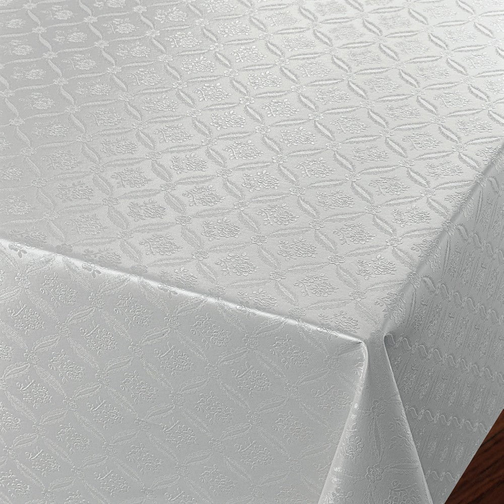 Rose Tapestry Hvid - Voksdug med damask præget mønster