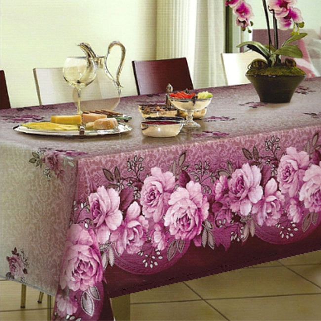 Roses & Wine - Voksdug med roser, pink