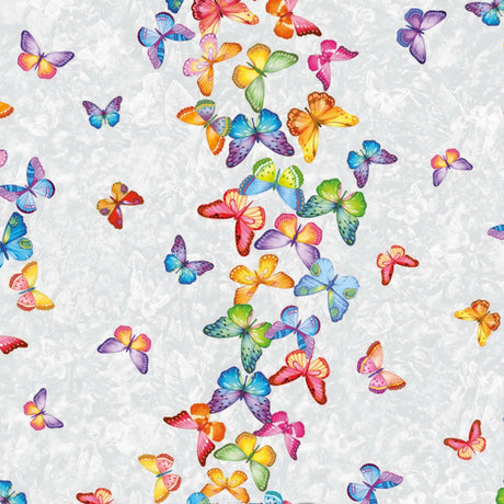 Voksdug med sommerfugle på række og i mange farver