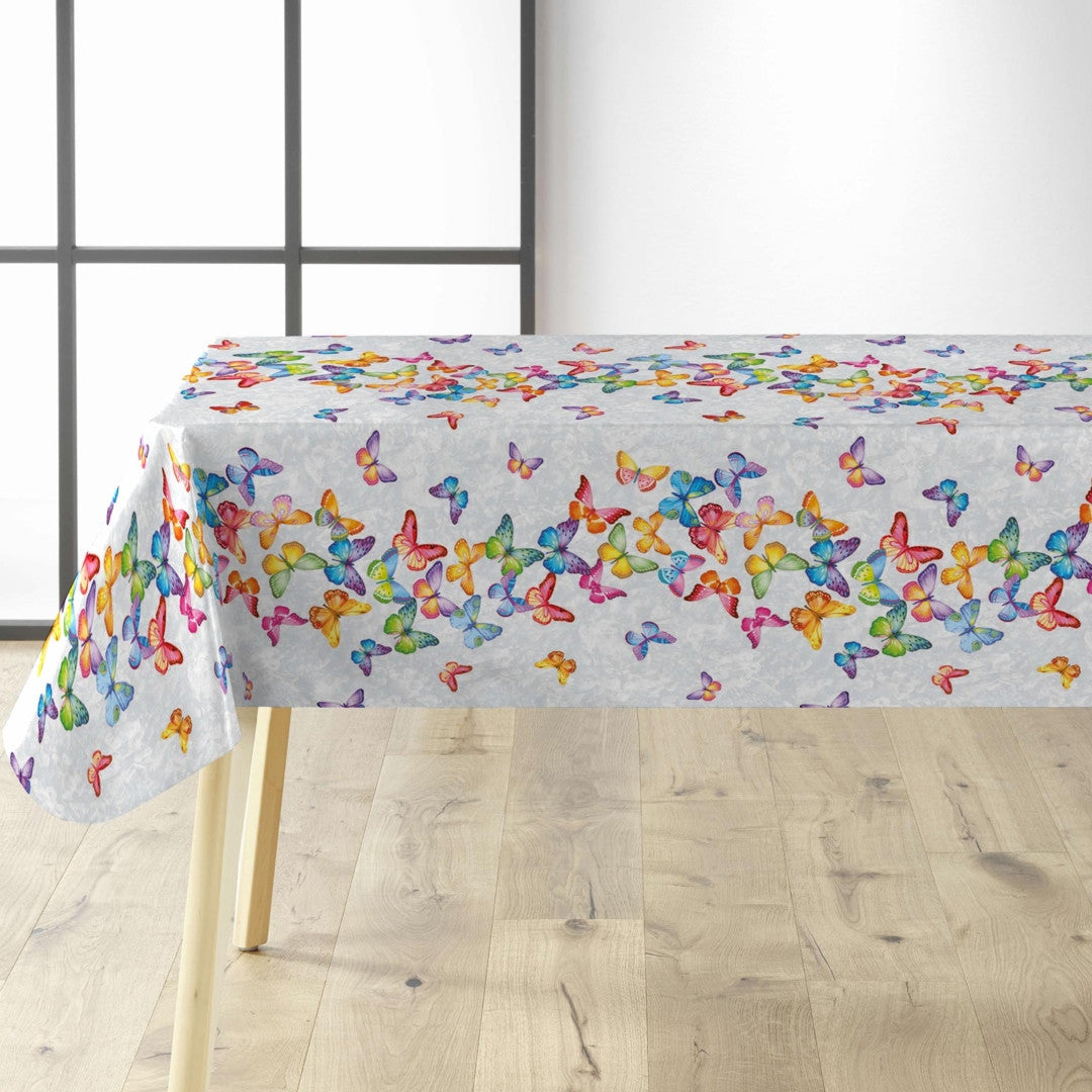 Voksdug med sommerfugle på række og i mange farver