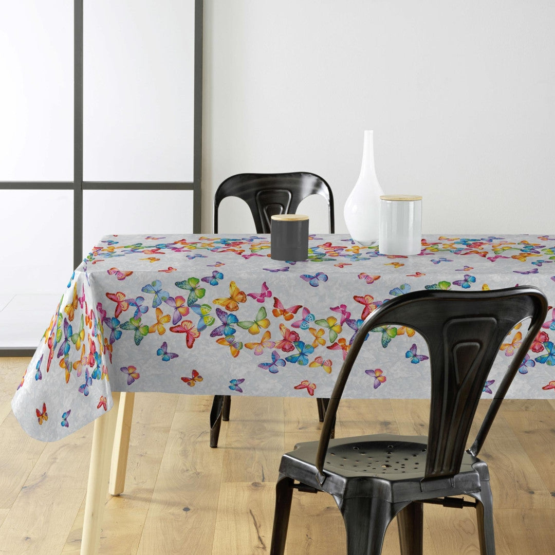 Voksdug med sommerfugle på række og i mange farver