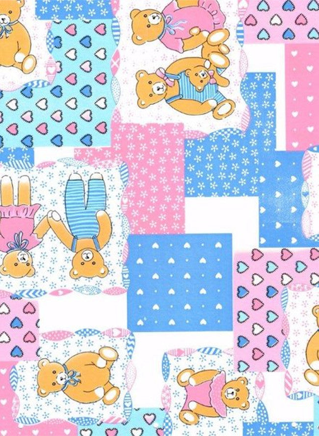 Teddy Lyserød - Voksdug med søde bamser