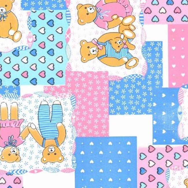 Teddy Lyserød - Voksdug med søde bamser