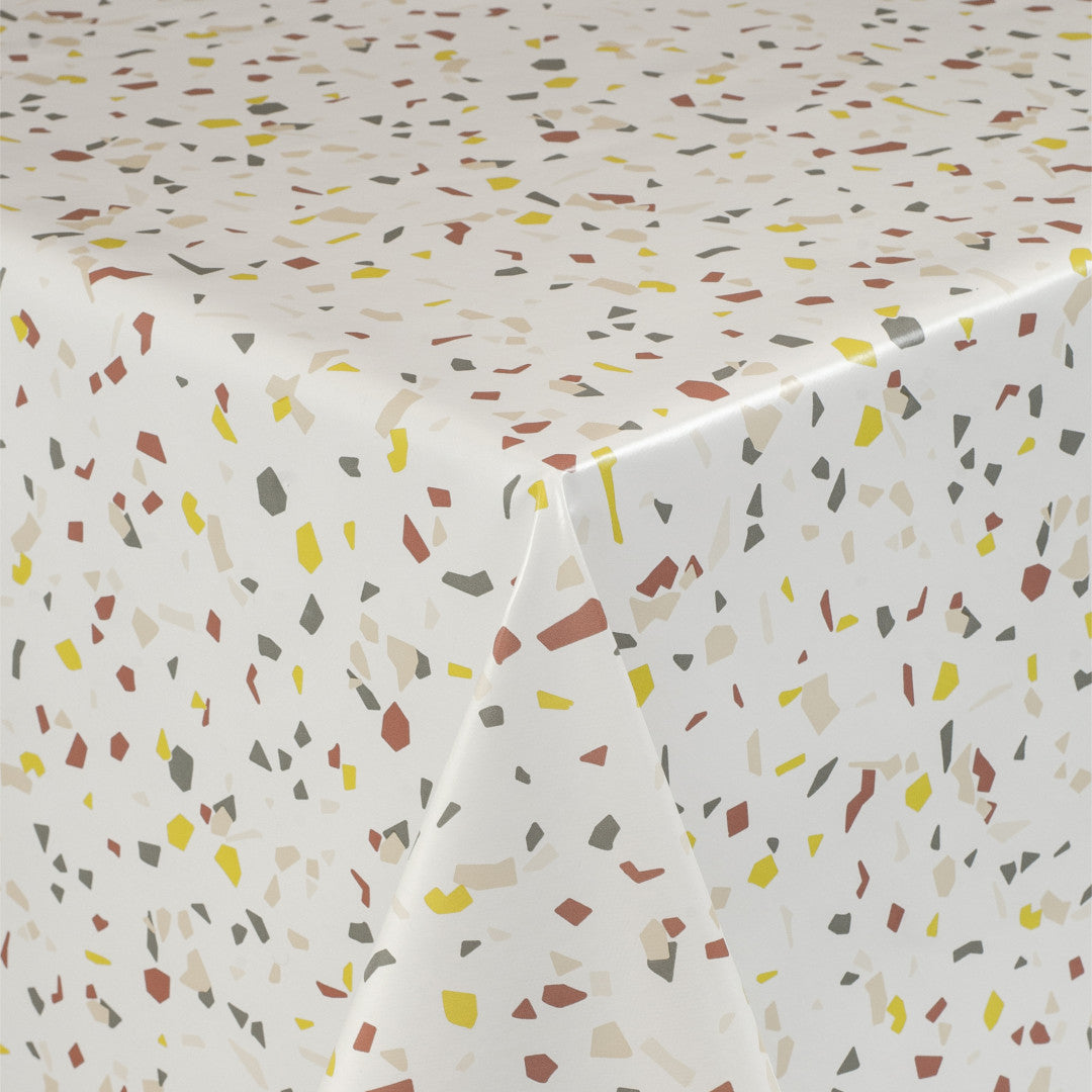 Voksdug med Terrazzo mønster - Hvid