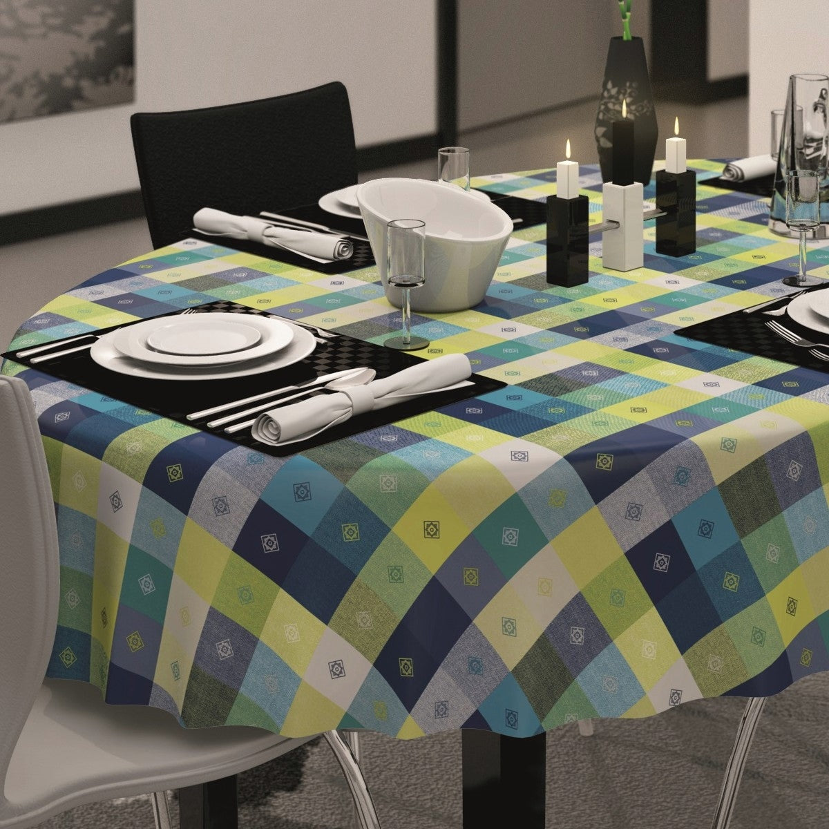 Victor Blå, voksdug med tern