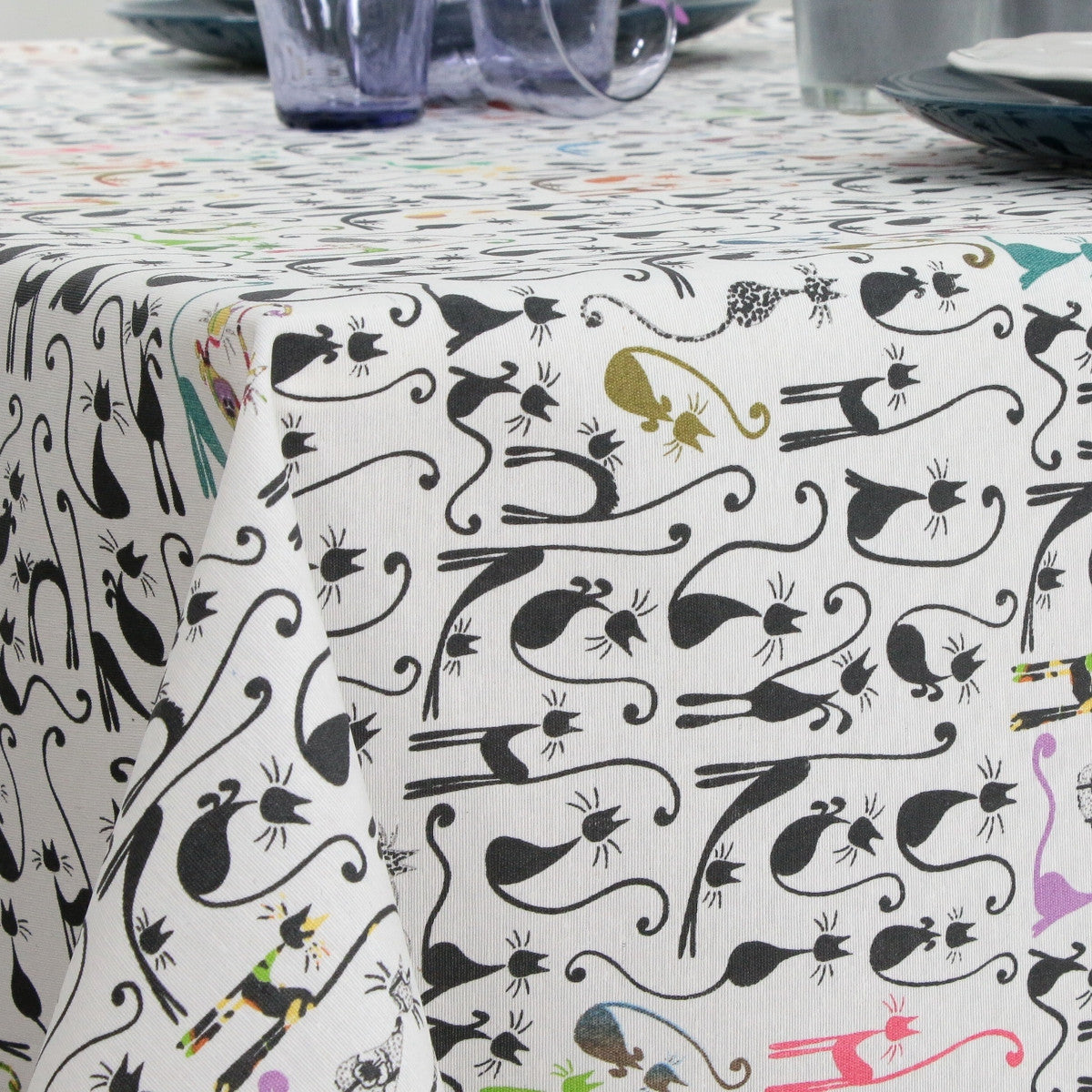 Wain, akryldug med katte, 140 cm bred