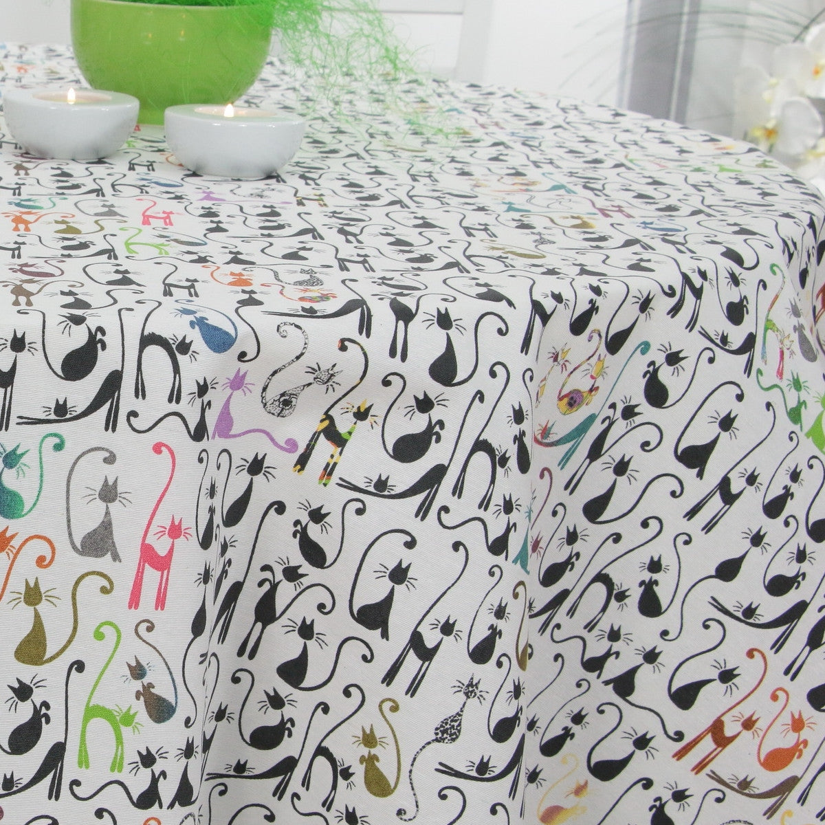 Wain, akryldug med katte, 160 cm bred