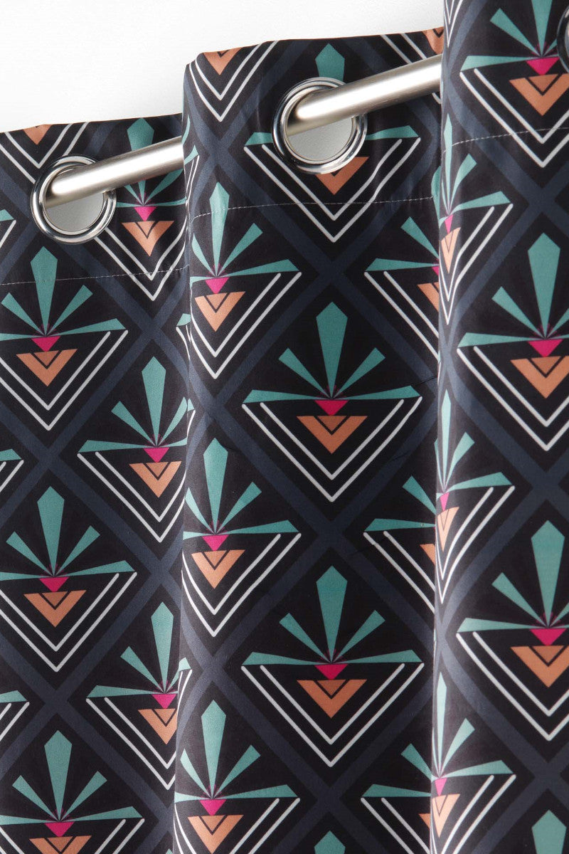 Yuko Blå – 100% Mørklægningsgardin 135 x 260 cm, nærbillede