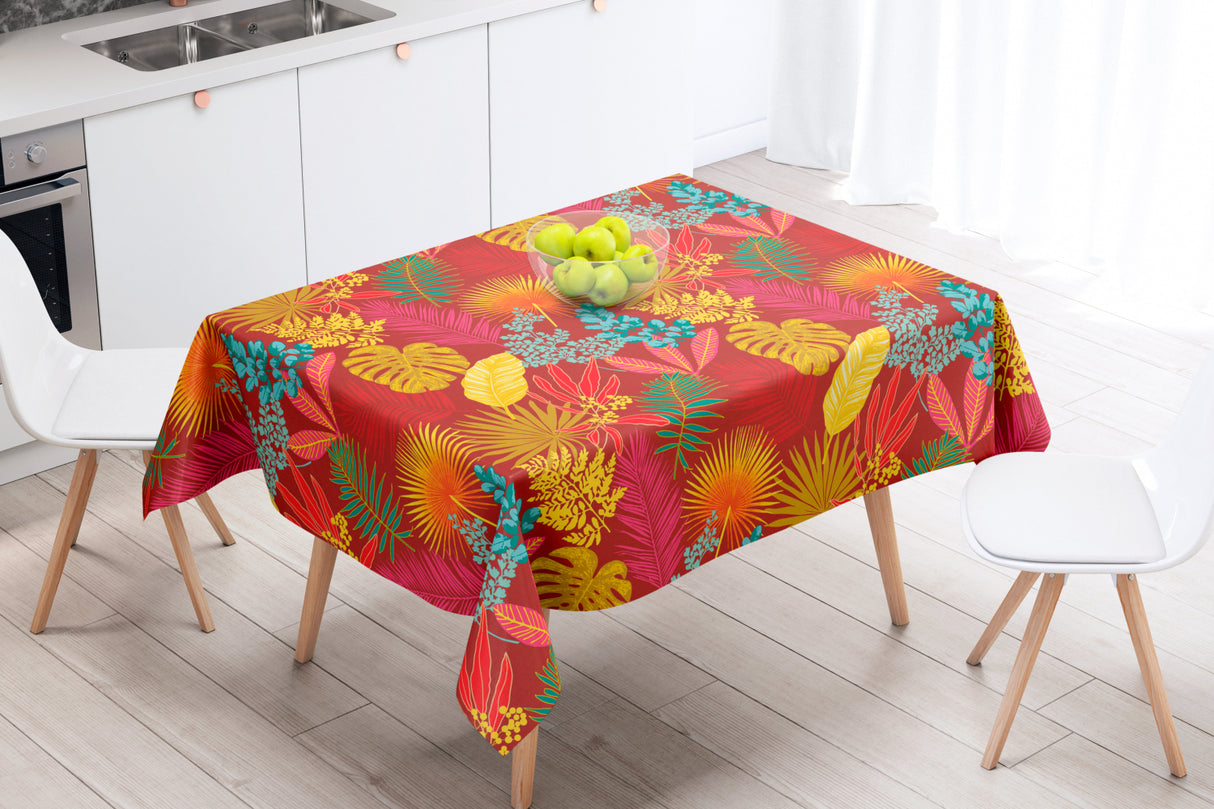 Zapara Rød - Akryldug med prangende blomster - 155 cm bred