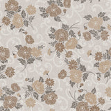 Misty Beige Flower - voksdug med snørklede blomster