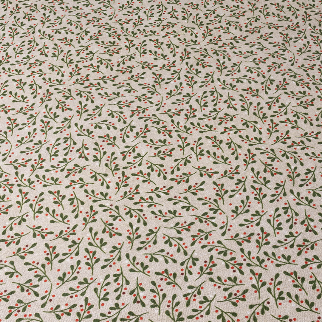 Mistelten - Naturfarvet akryldug med antiskrid, mønster