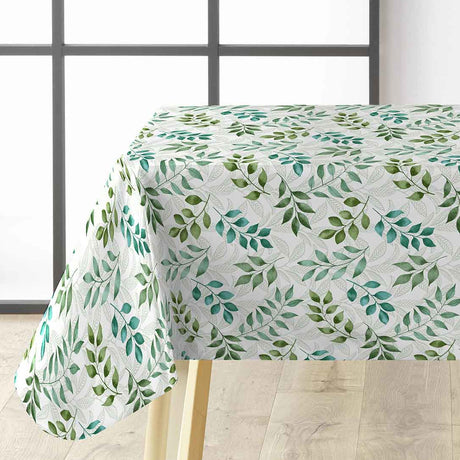 Agathe – Voksdug med bladmotiv i grønne nuancer, hjørne