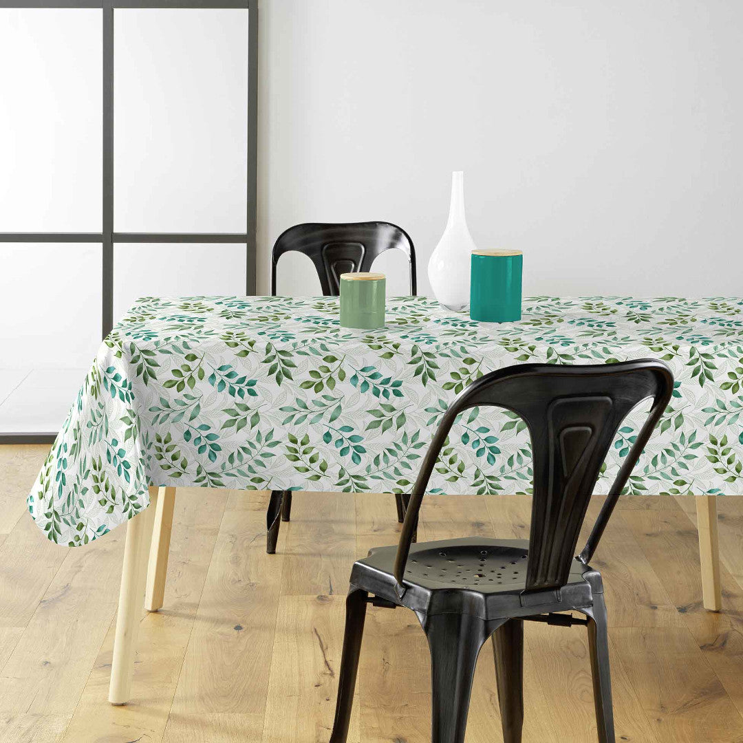 Agathe – Voksdug med bladmotiv i grønne nuancer, miljø