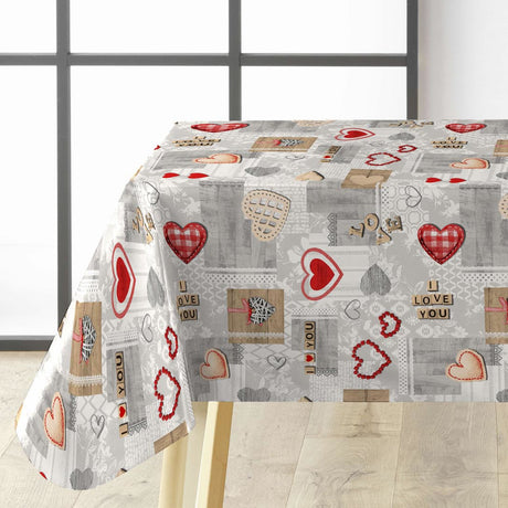 Amour Red - Voksdug med hjerter og romantiske detaljer, hjørne