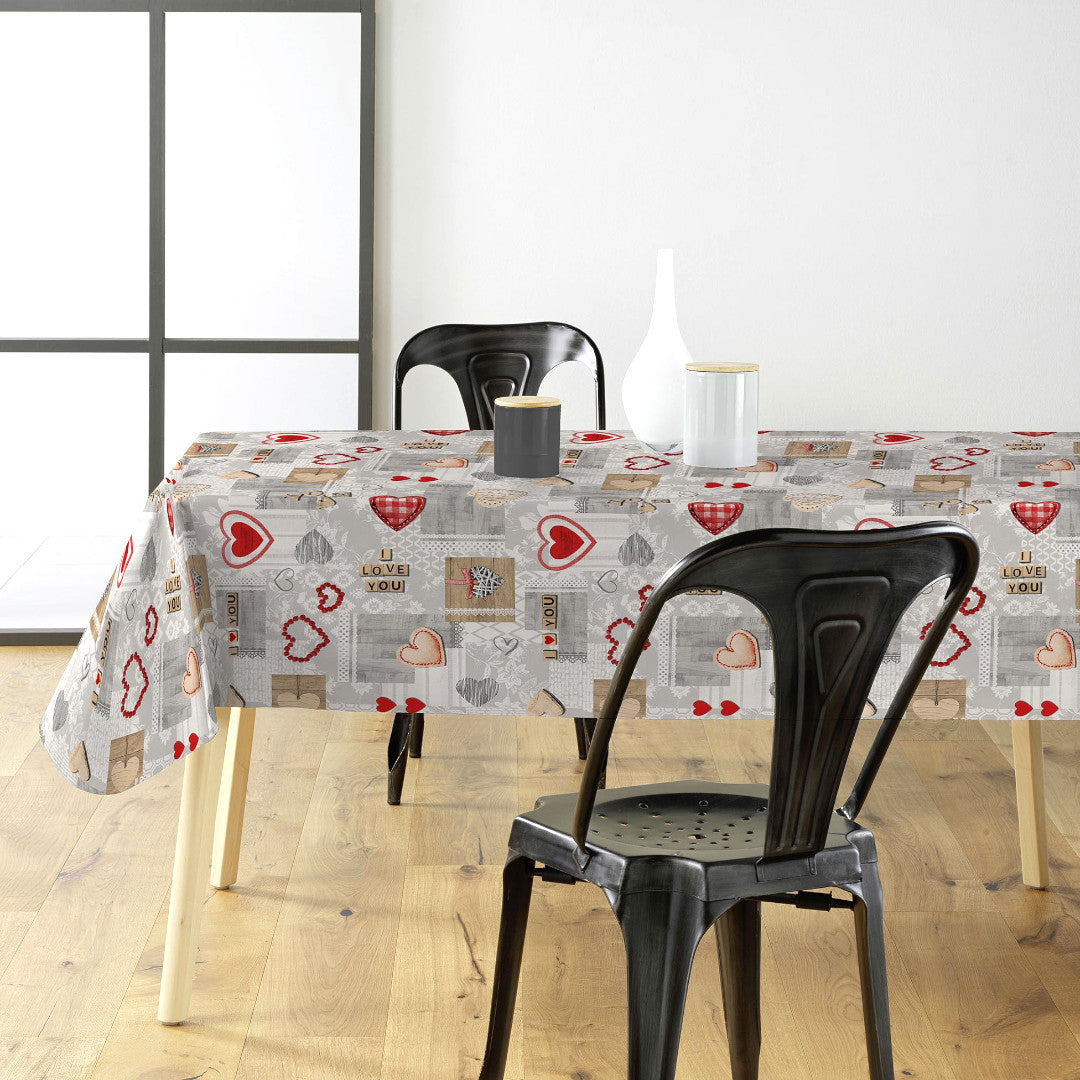 Amour Red - Voksdug med hjerter og romantiske detaljer, miljø