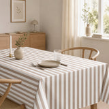 Aria Taupe/offwhite - Voksdug med striber i hørlook, stuemiljø