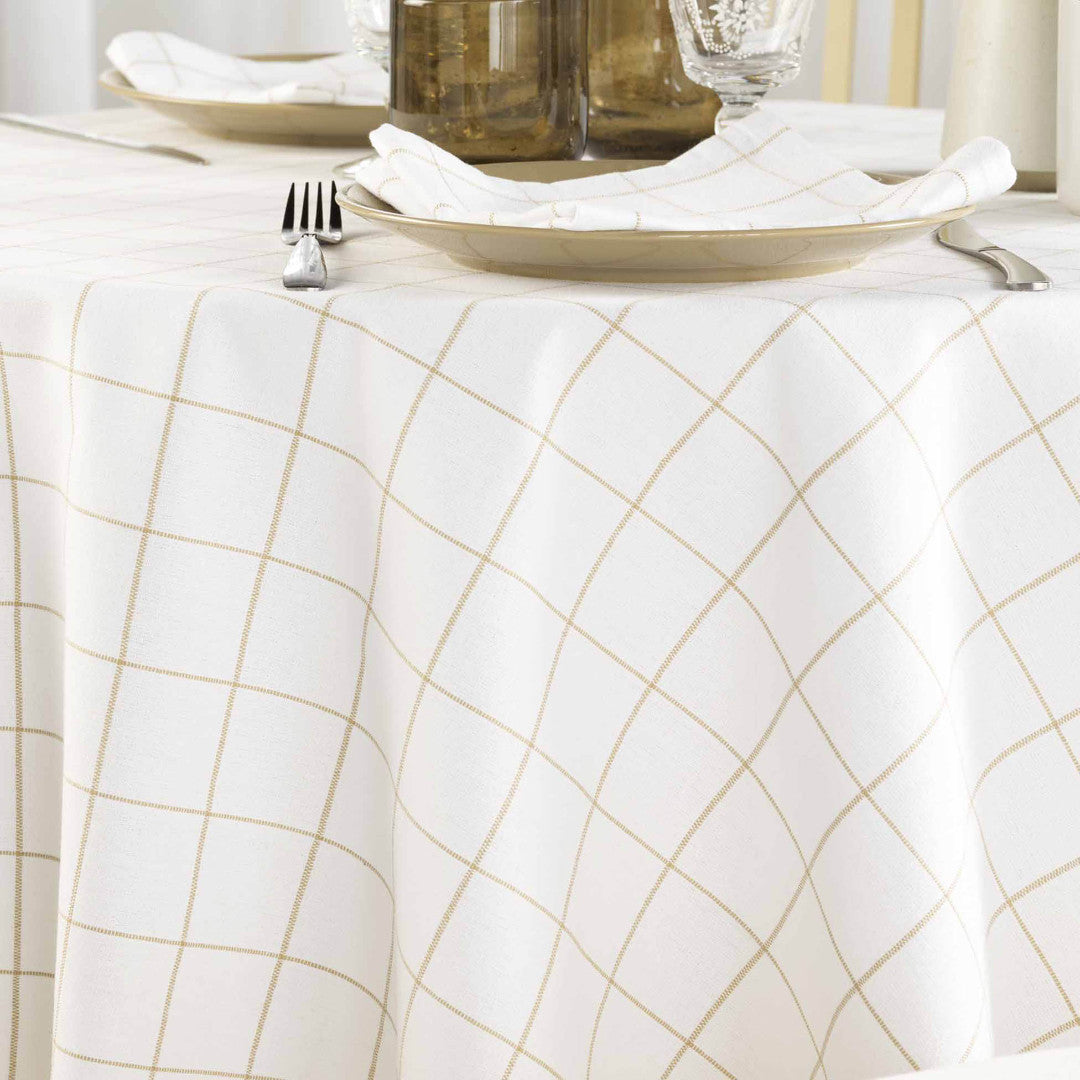 Axel Naturel Ø 180 cm - Rund ternet dug med antiplet, kant