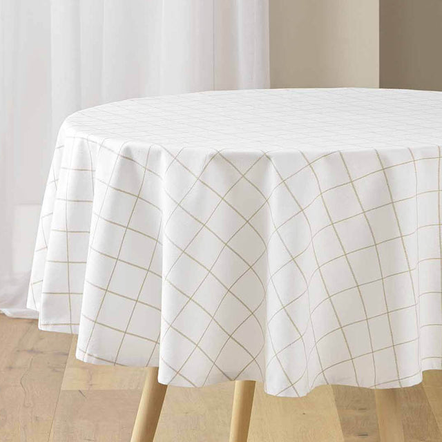 Axel Naturel Ø 180 cm - Rund ternet dug med antiplet