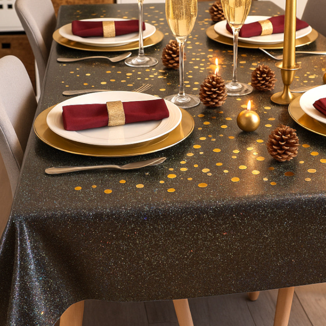 Black Rainbow – Sort voksdug med glimmereffekt, bord