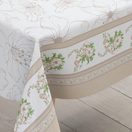 Blomsterbånd – Creme voksdug med blomsterbort, hjørne
