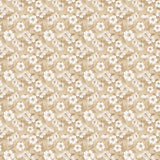 Blomsterflor Beige – Let præget voksdug med hvide blomster, mønster