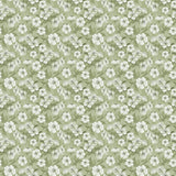 Blomsterflor Grøn – Let præget voksdug med hvide blomster, mønster