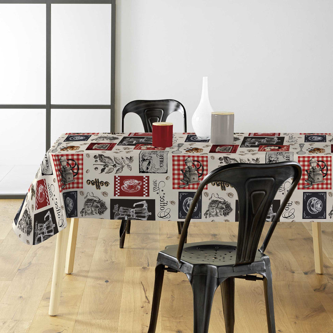 Café – Voksdug med kaffetema, perfekt til caféer og kaffehygge, miljø