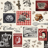 Café – Voksdug med kaffetema, perfekt til caféer og kaffehygge, mønster