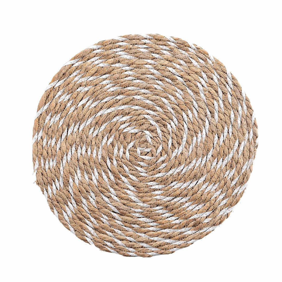 Cane Straw Nala White - Rund dækkeserviet Ø 38 cm